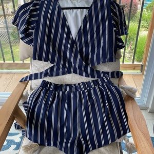 Two piece short set, cute, summer, wrap ties
